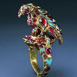 Gold Mughal Bird Ring, Gender : Female