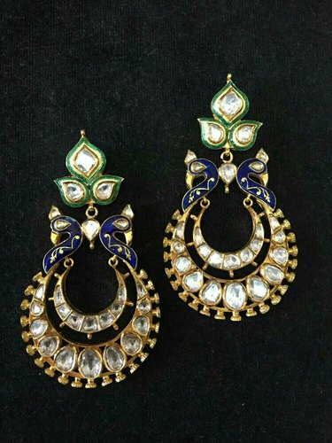 SGA Gold Peacock Earrings, Style : Antique