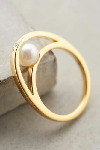SGA Gold Pearl Ring, Gender : Unisex