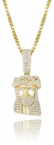 SGA Yellow Gold Jesus Head Diamond Pendant, Color : Golden