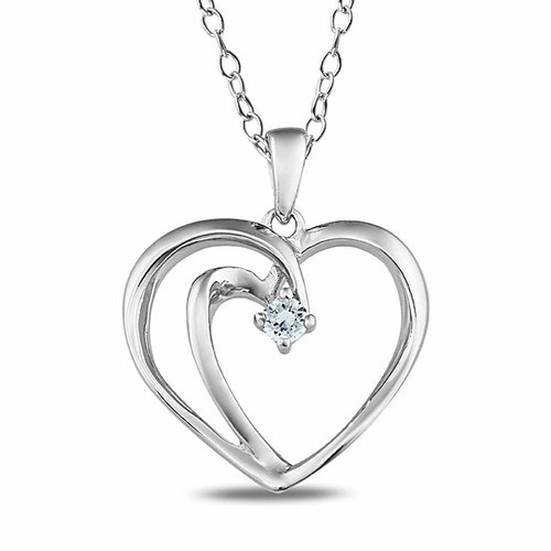 White Gold Heart Diamond Pendant, Purity : 14K
