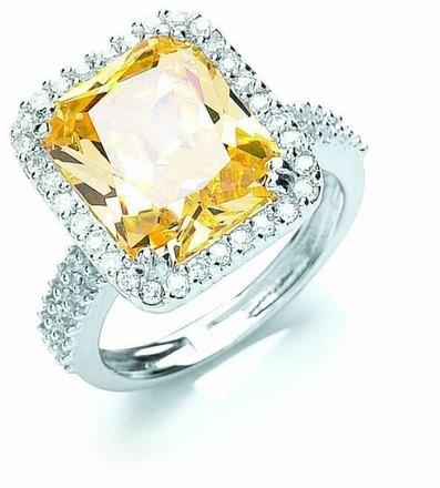 White Gold Yellow Sapphire Ring, Gender : Female