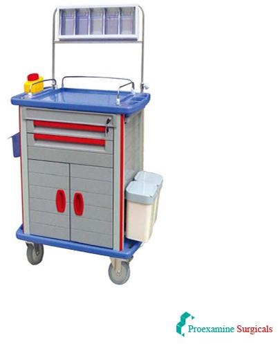 ABS molded Anesthesia Trolley, Size : 1930 × 595 × 530/820 Mm.