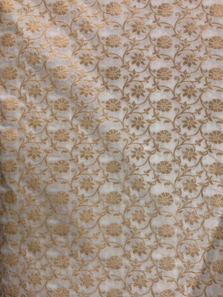 Dyeable Banarasi Semi Katan Silk With Gold Zari Weave White Fabric