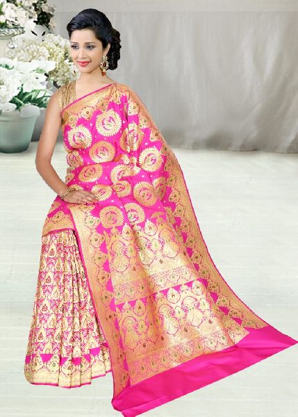 Bridal Banarasi Satin Katan Silk Suraj Buta Weaved Saree