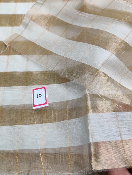 Dyeable Pure Chanderi Silk With Gold Tissue Zari Checks Weave Fabric