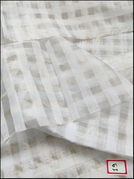 White Pure Cotton Organza Check Weaved Dyeable Fabric