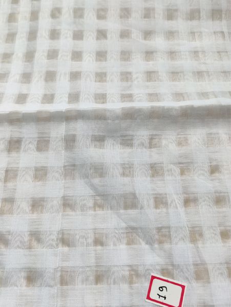 White Pure Cotton Organza Check Weaved Dyeable Fabric