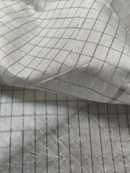 Pure Chanderi Silk Silver Zari Weaved Check Dyeable Fabric