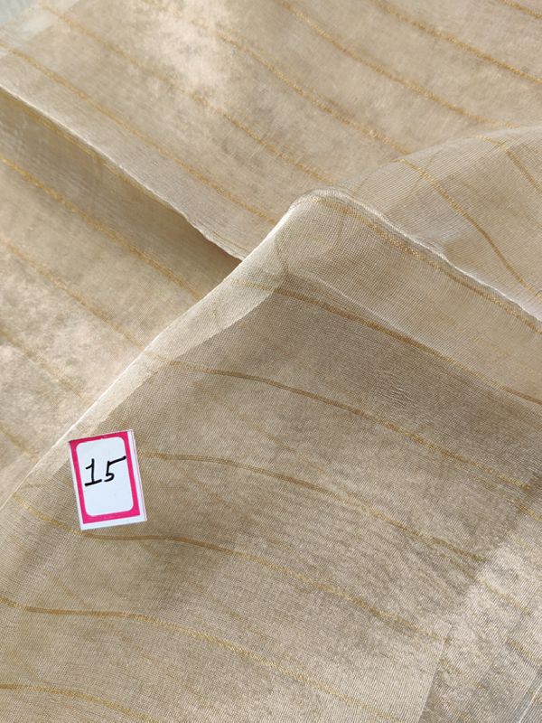 Pure Gold Tissue Silk With Gold Zari Staple Weaved Dyeable Fabric