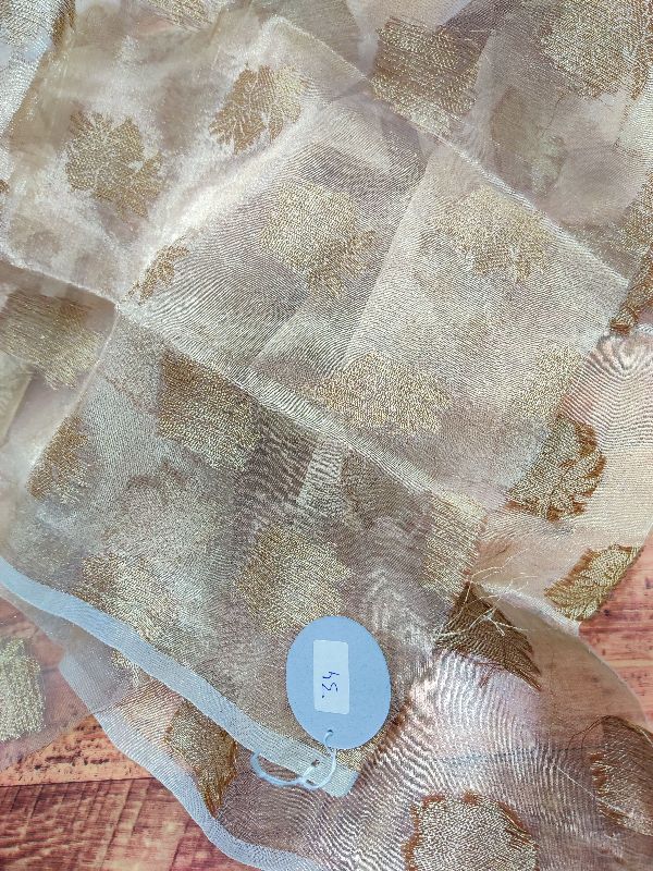 Pure Tissue Silk With Gold Leaf Weaved Dyeable Fabric