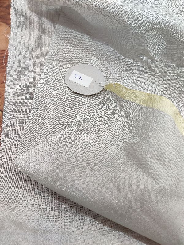White Pure Heavy Silver Tissue Silk Dyeable Fabric