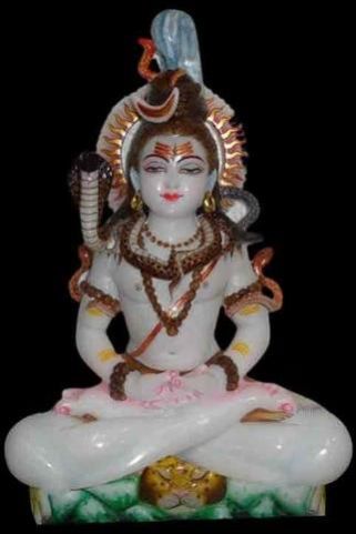 Painted Marble Shiva Statue