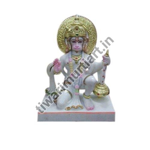 20 Inch Marble Hanuman Statue, for Worship, Temple, Interior Decor, Pattern : Plain, Carved