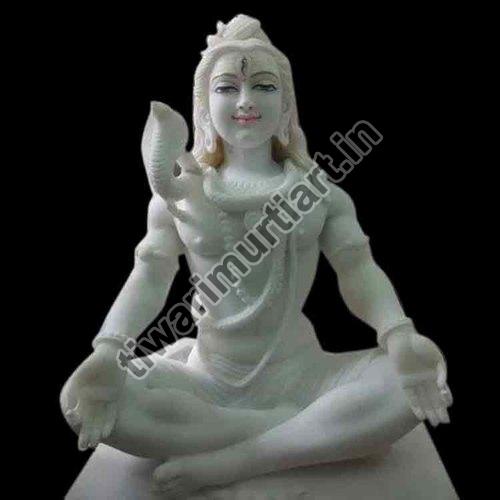 27 Inch Marble Shiva Statue, for Worship, Temple, Interior Decor, Pattern : Plain