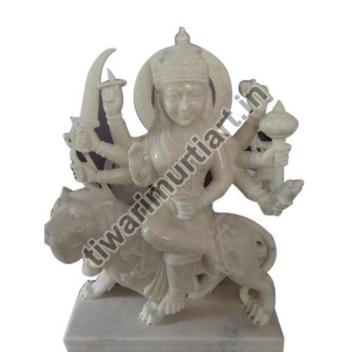 30 Inch Marble Durga Mata Statue, for Worship, Temple, Interior Decor, Pattern : Carved