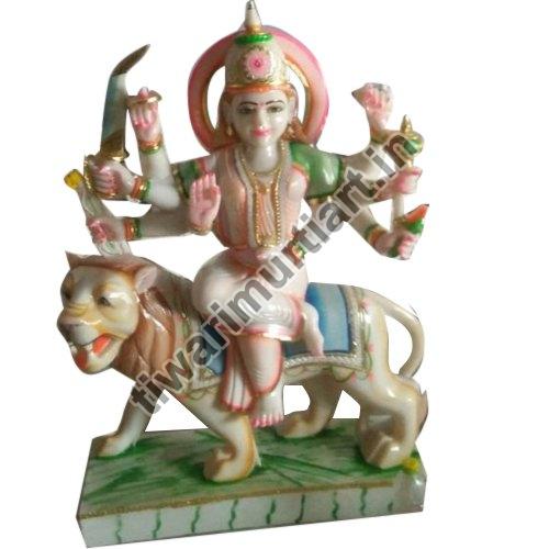 42 Inch Marble Durga Mata Statue, for Worship, Temple, Interior Decor, Pattern : Printed