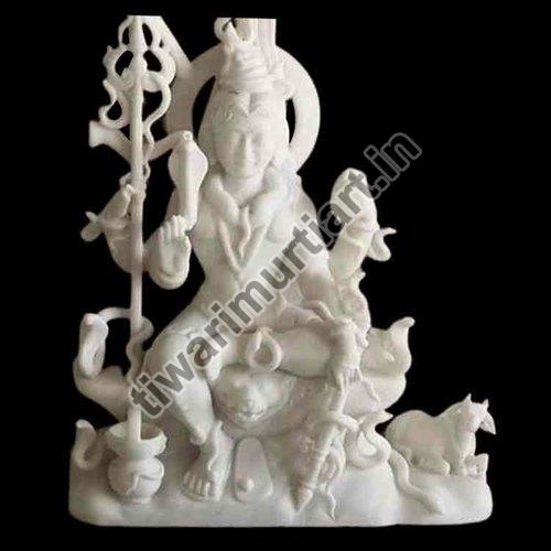 45 Inch Marble Shiva Statue, for Worship, Temple, Interior Decor, Pattern : Carved