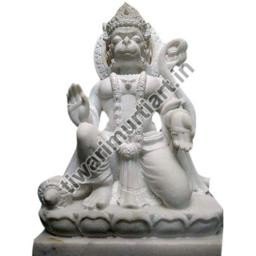 5 Feet Marble Hanuman Statue, for Temple, Pattern : Carved