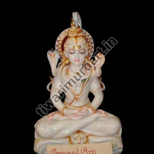 5 Feet Marble Shiva Statue, for Worship, Temple, Interior Decor, Pattern : Painted