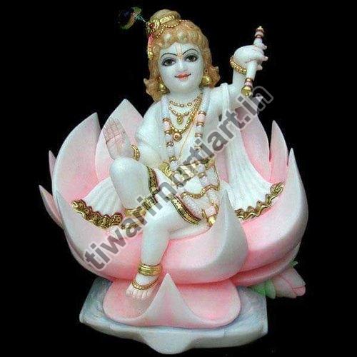 Marble Bal Krishna Statue, for Worship, Temple, Interior Decor, Pattern : Painted