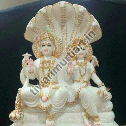 Marble Laxmi Narayan Statue, for Worship, Temple, Interior Decor, Pattern : Painted
