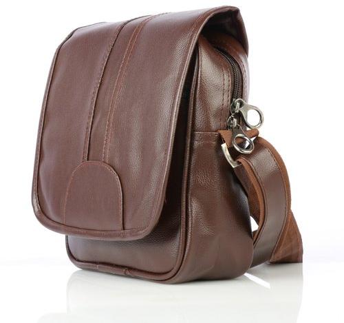 PU Leather Sling Bag, for Office, Pattern : Plain