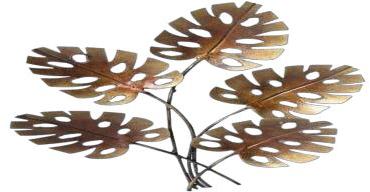 Polished Metal Golden Leaves Wall Decor, for Banquet, Home, Hotels, Office, Restaurant, Villas
