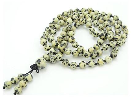 Natural Beads Dalmatian Jasper Mala, for Pooja