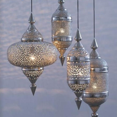 Non Polished Metal Hanging Moroccan Lantern, for Lighting, Size : Customize