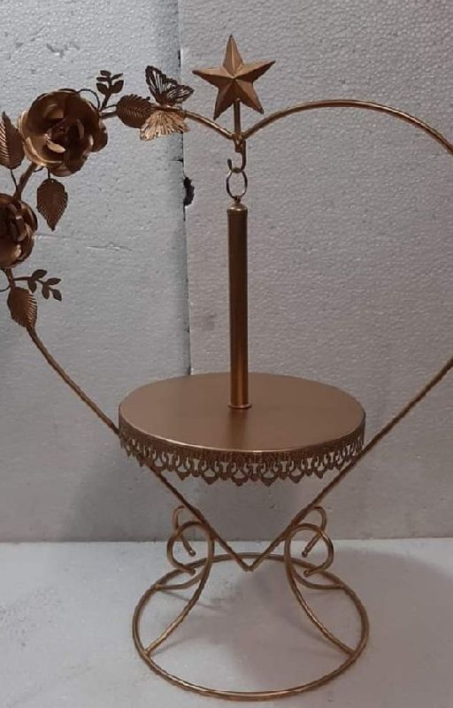 Gold Platter Metal Hanging Chandelier / Metal Hanging Cake Stand, Swing,  Size: 10x14