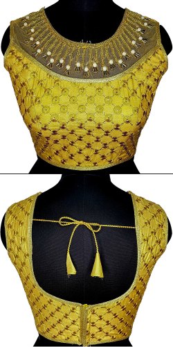 Silk Gold-4 Hand Collar Blouse, Occasion : Wedding Wear