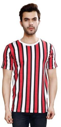 Mens Striped T-Shirt, Size : L, XL, XXL