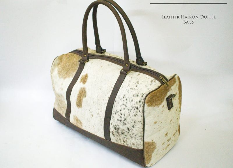 Leather Hairon Duffle Bag, Length : 48cm