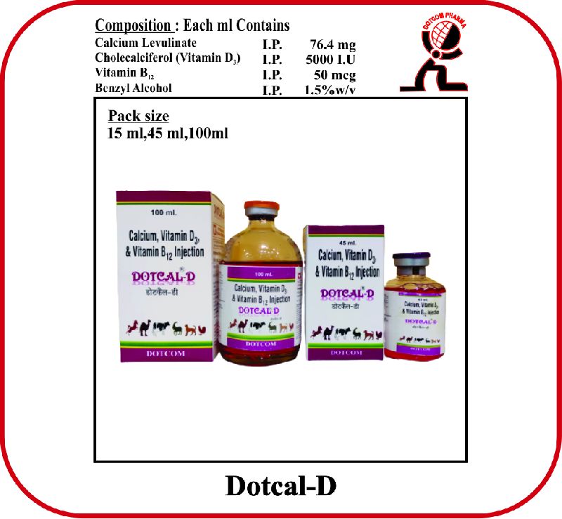 CALCIUM LEVULINATE, VITAMIN D3 & VITAMIN B12 INJECTION (DOTCAL-D)