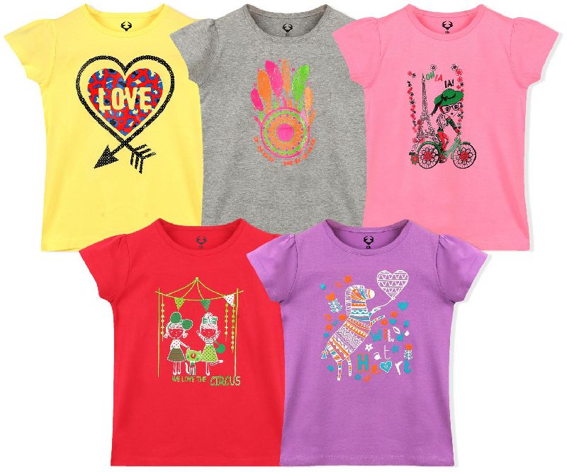 Cotton Ladies Printed T-Shirts, Color : Multi Color