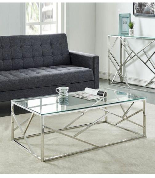 Polished Stainless Steel Glass Table, for Home, Hotel, Office, Restaurant, Feature : Easy To Assemble