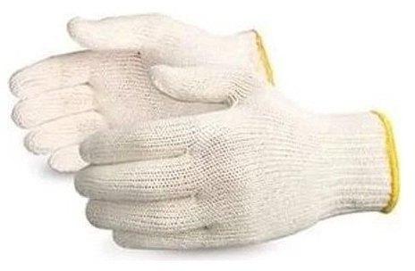 Cotton Knitted Safety Gloves, Color : White