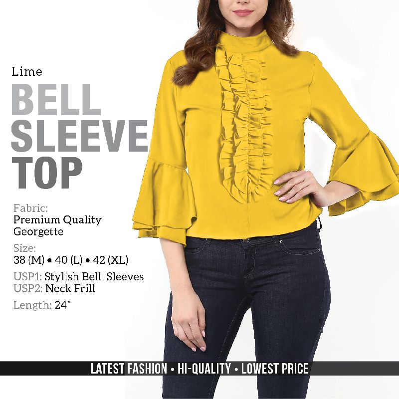 Bell Sleeve Top, Size : L-40, M-38, XL-42