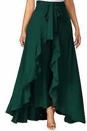 Rayon Solid Ruffle Skirt Palazzo, Color : Black, Bottle Green, Dark Grey, Grey, Magenta, Maroon