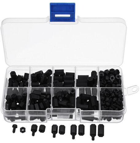 M3 Nylon Black Assortment Kit, for Electronics, computers, PC board, DIY hobby etc, Features : Acid resistant
