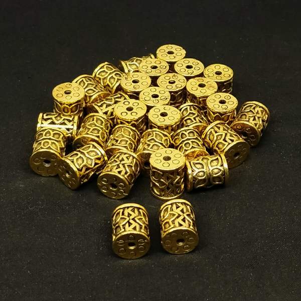 Cylinder Antique Gold Hollow Beads