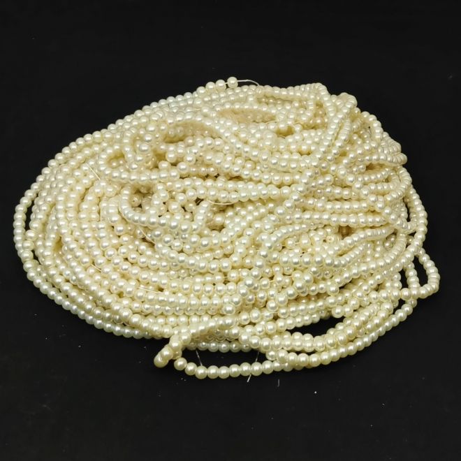 Glass Pearl Beads, Color : Yellowish Cream