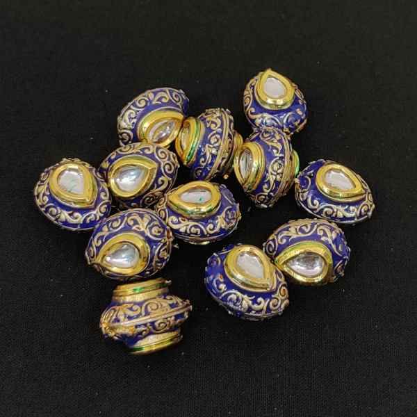 Meenakari Kundan Beads, Size : 13x16mm