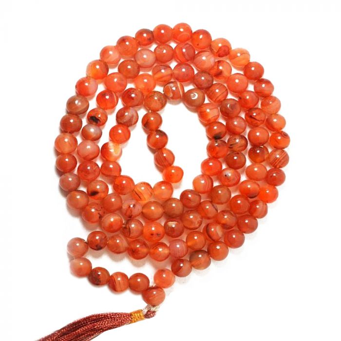 Carnelian Beads String Mala, Color : Orange