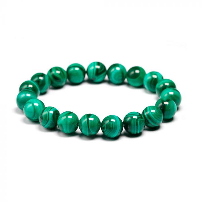 Round Beads Malachite Stretchable Bracelet, Color : Green