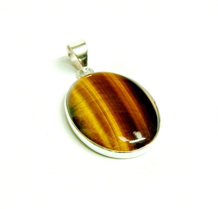 Oval Cabochon Natural Tiger Eye Pendant, Color : Brown