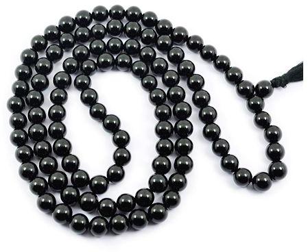 Obsidian Tasbih Beads Mala, Color : Black