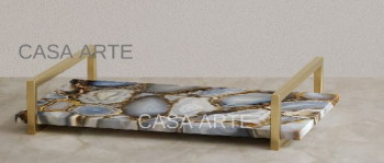 Grey Agate Tray Type Gemstone Serving Inr Piece By Casa