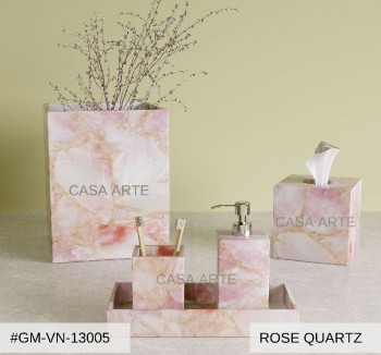 Casa Arte Polished Rose Quartz Bathroom Set, Feature : Fine Finished, Good Quality